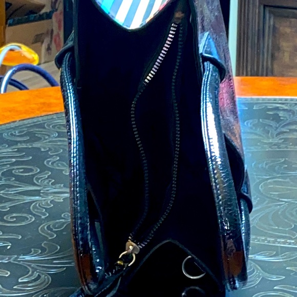 Super Cute Black Boxy Handbag Rainbow Colors on Both Sides Non Leather M… - Picture 6 of 9